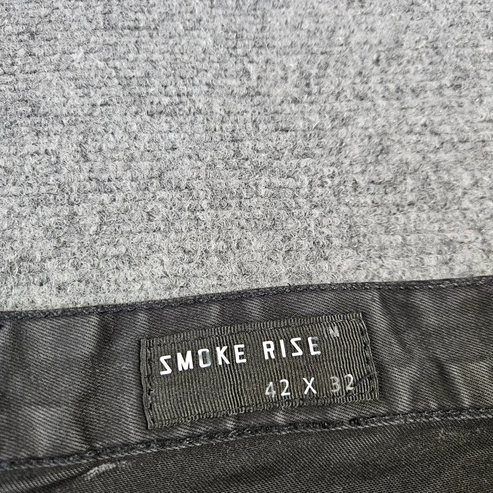 Smoke Rise Mens Distressed Biker Jeans Black Moto Rip Repair Slim Fit 42x32